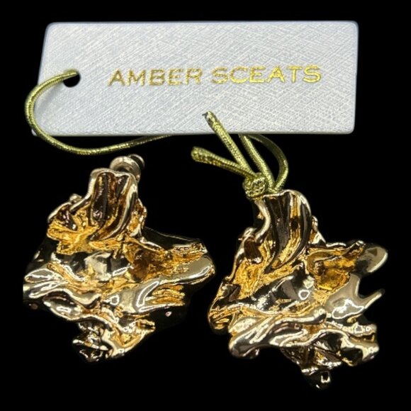Amber Sceats Reese 24k Karat Gold Plated Sculptural Earring (NWT) - Picture 3 of 6